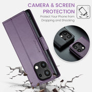 For Xiaomi Redmi Note 13 4G CaseMe 023 Butterfly Buckle Litchi Texture RFID Anti-theft Leather Phone Case(Pearly Purple)