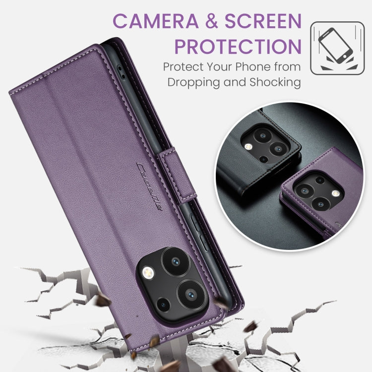 For Xiaomi Redmi Note 13 4G CaseMe 023 Butterfly Buckle Litchi Texture RFID Anti-theft Leather Phone Case(Pearly Purple)
