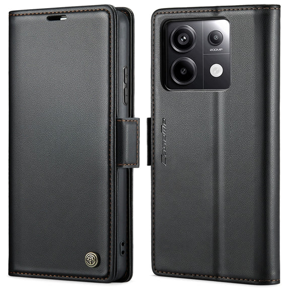 For Xiaomi Redmi Note 13 Pro 4G CaseMe 023 Butterfly Buckle Litchi Texture RFID Anti-theft Leather Phone Case(Black)