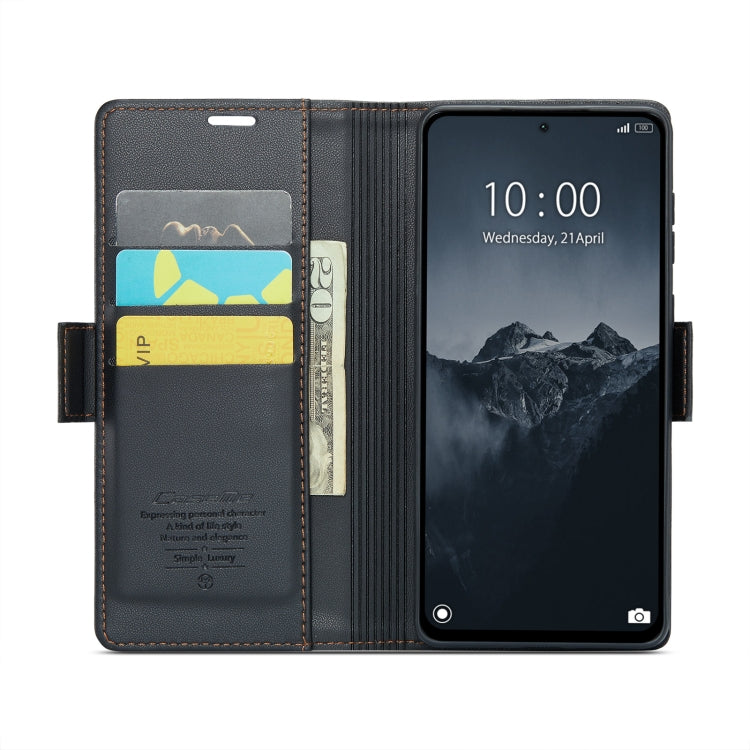 For Xiaomi Redmi Note 13 Pro 4G CaseMe 023 Butterfly Buckle Litchi Texture RFID Anti-theft Leather Phone Case(Black)