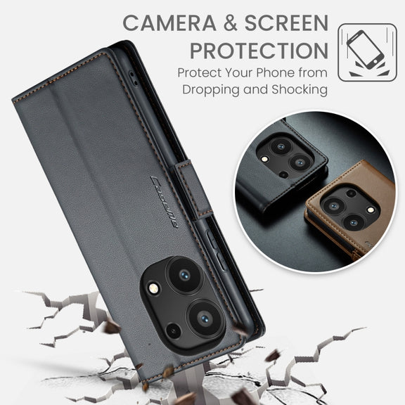 For Xiaomi Redmi Note 13 Pro 4G CaseMe 023 Butterfly Buckle Litchi Texture RFID Anti-theft Leather Phone Case(Black)