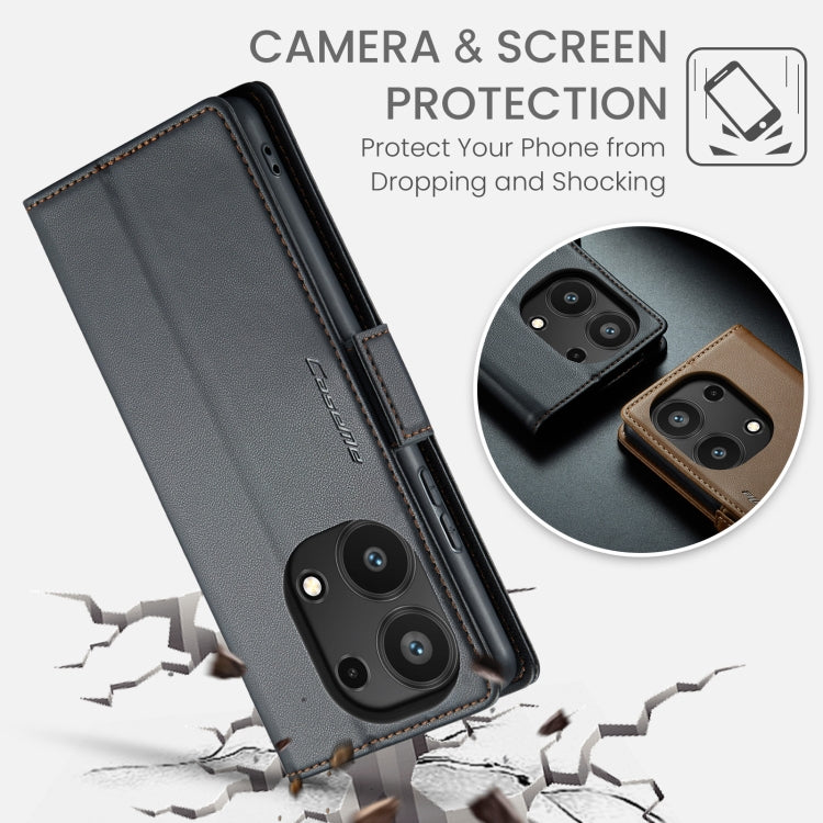 For Xiaomi Redmi Note 13 Pro 4G CaseMe 023 Butterfly Buckle Litchi Texture RFID Anti-theft Leather Phone Case(Black)