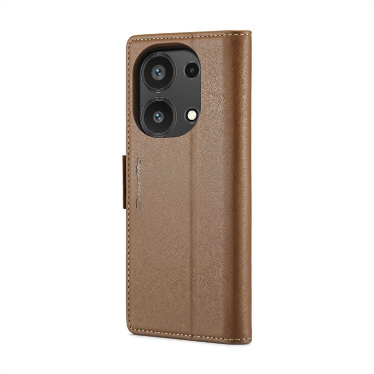 For Xiaomi Redmi Note 13 Pro 4G CaseMe 023 Butterfly Buckle Litchi Texture RFID Anti-theft Leather Phone Case(Brown)