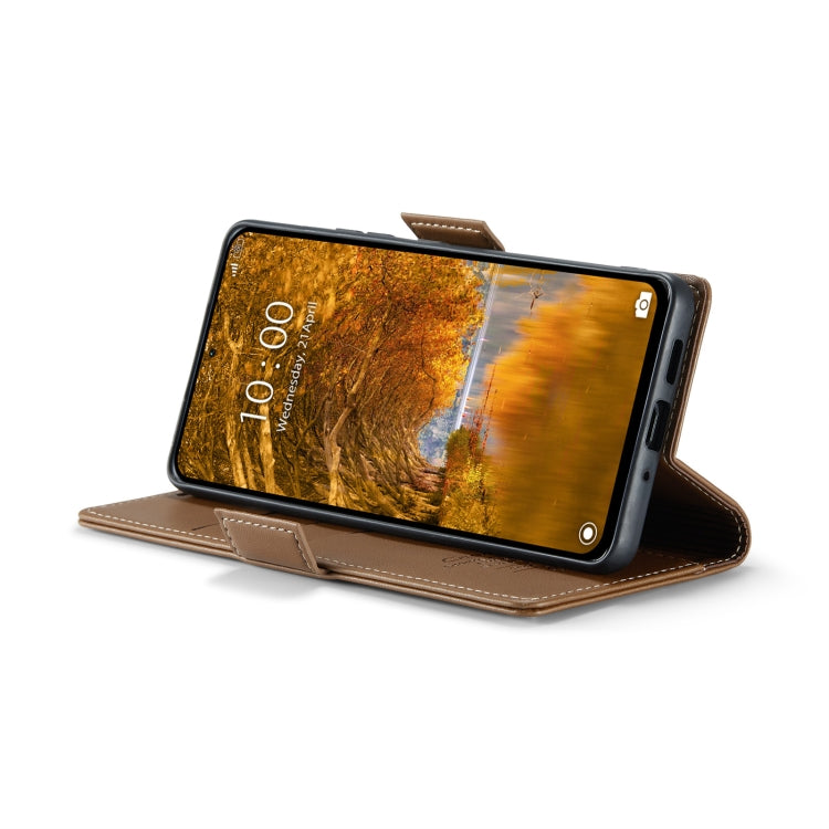 For Xiaomi Redmi Note 13 Pro 4G CaseMe 023 Butterfly Buckle Litchi Texture RFID Anti-theft Leather Phone Case(Brown)