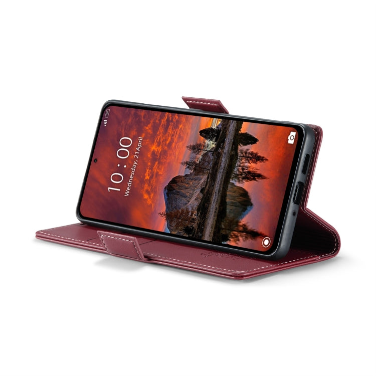 For Xiaomi Redmi Note 13 Pro 4G CaseMe 023 Butterfly Buckle Litchi Texture RFID Anti-theft Leather Phone Case(Wine Red)