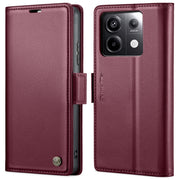 For Xiaomi Redmi Note 13 Pro 4G CaseMe 023 Butterfly Buckle Litchi Texture RFID Anti-theft Leather Phone Case(Wine Red)