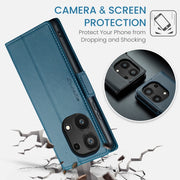 For Xiaomi Redmi Note 13 Pro 4G CaseMe 023 Butterfly Buckle Litchi Texture RFID Anti-theft Leather Phone Case(Blue)