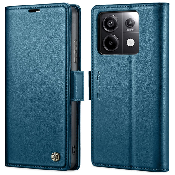 For Xiaomi Redmi Note 13 Pro 4G CaseMe 023 Butterfly Buckle Litchi Texture RFID Anti-theft Leather Phone Case(Blue)