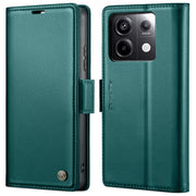 For Xiaomi Redmi Note 13 Pro 4G CaseMe 023 Butterfly Buckle Litchi Texture RFID Anti-theft Leather Phone Case(Pearly Blue)