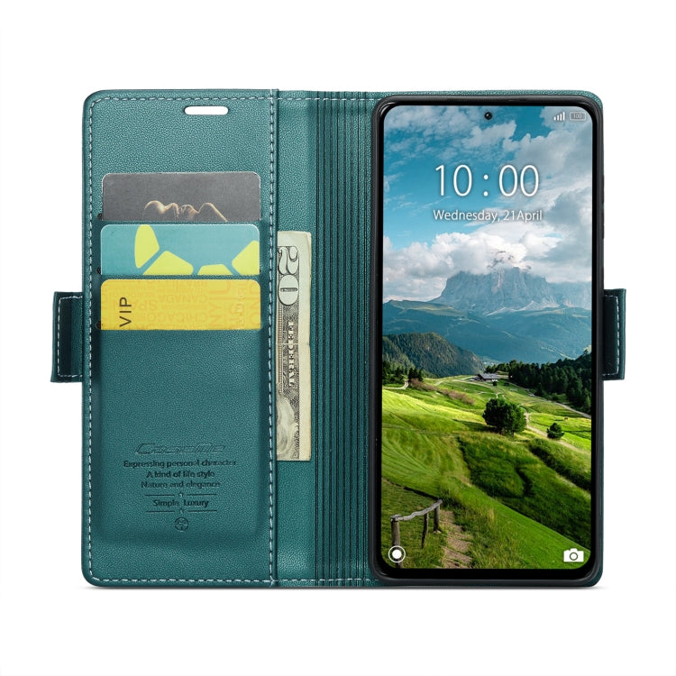 For Xiaomi Redmi Note 13 Pro 4G CaseMe 023 Butterfly Buckle Litchi Texture RFID Anti-theft Leather Phone Case(Pearly Blue)