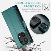 For Xiaomi Redmi Note 13 Pro 4G CaseMe 023 Butterfly Buckle Litchi Texture RFID Anti-theft Leather Phone Case(Pearly Blue)