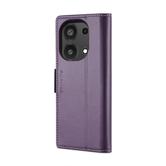 For Xiaomi Redmi Note 13 Pro 4G CaseMe 023 Butterfly Buckle Litchi Texture RFID Anti-theft Leather Phone Case(Pearly Purple)