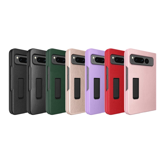 For Google Pixel Fold Litchi Texture Integrated Shockproof Phone Case with Holder(Green)