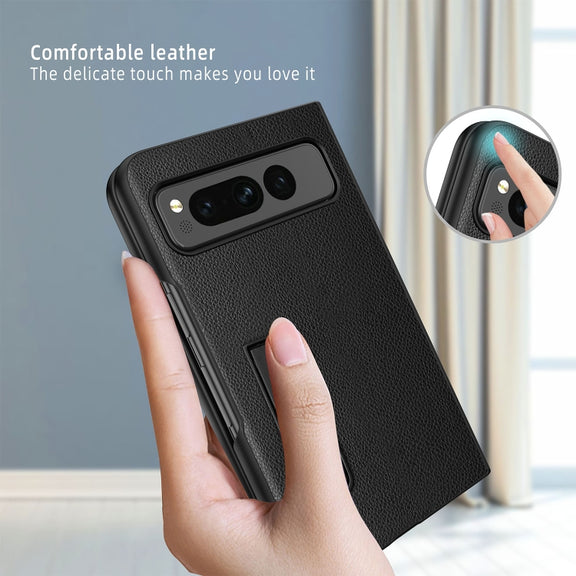 For Google Pixel Fold Litchi Texture Integrated Shockproof Phone Case with Holder(Green)