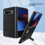 For Google Pixel Fold Litchi Texture Integrated Shockproof Phone Case with Holder(Green)