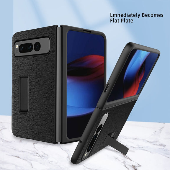 For Google Pixel Fold Litchi Texture Integrated Shockproof Phone Case with Holder(Green)