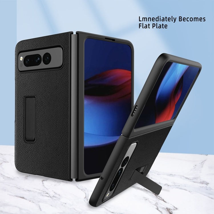 For Google Pixel Fold Litchi Texture Integrated Shockproof Phone Case with Holder(Green)