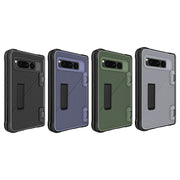 For Google Pixel Fold Twill Texture Integrated Shockproof Phone Case with Holder(Blue)
