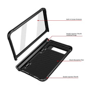 For Google Pixel Fold Twill Texture Integrated Shockproof Phone Case with Holder(Blue)