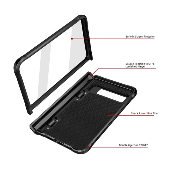 For Google Pixel Fold Twill Texture Integrated Shockproof Phone Case with Holder(Blue)