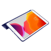 For iPad 9.7 2018 / 2017 / Air 2 / Air 3-folding TPU Horizontal Flip Leather Tablet Case with Holder(Dark Blue)