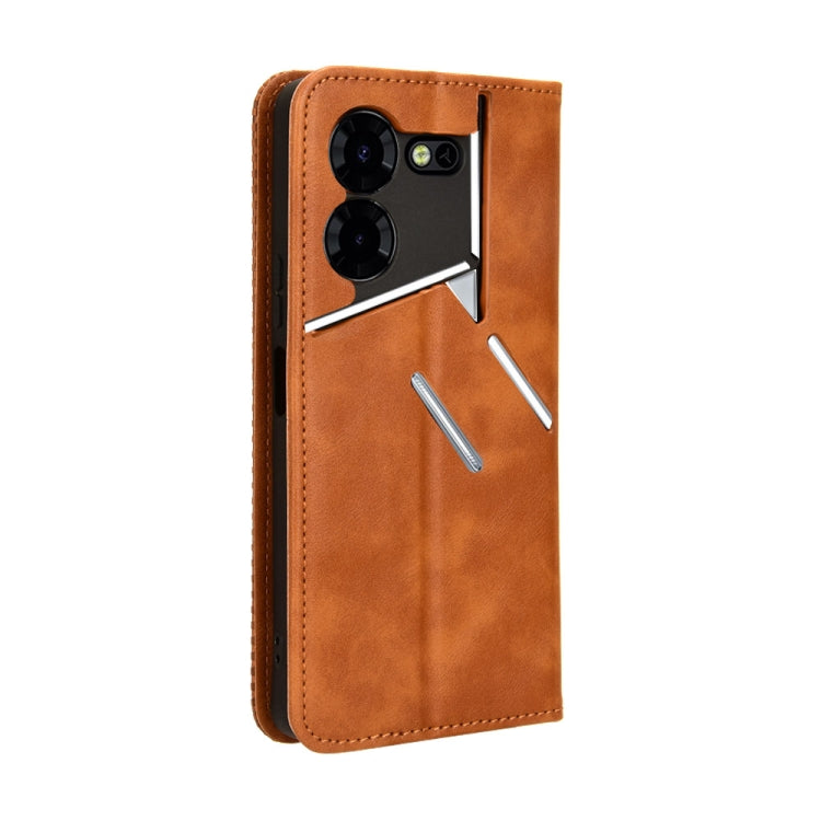For Tecno Pova 5 Pro LH8n Magnetic Buckle Retro Texture Leather Phone Case(Brown) - Tecno Cases by PMC TechLife | Online Shopping South Africa | PMC TechLife | Buy Now Pay Later Mobicred