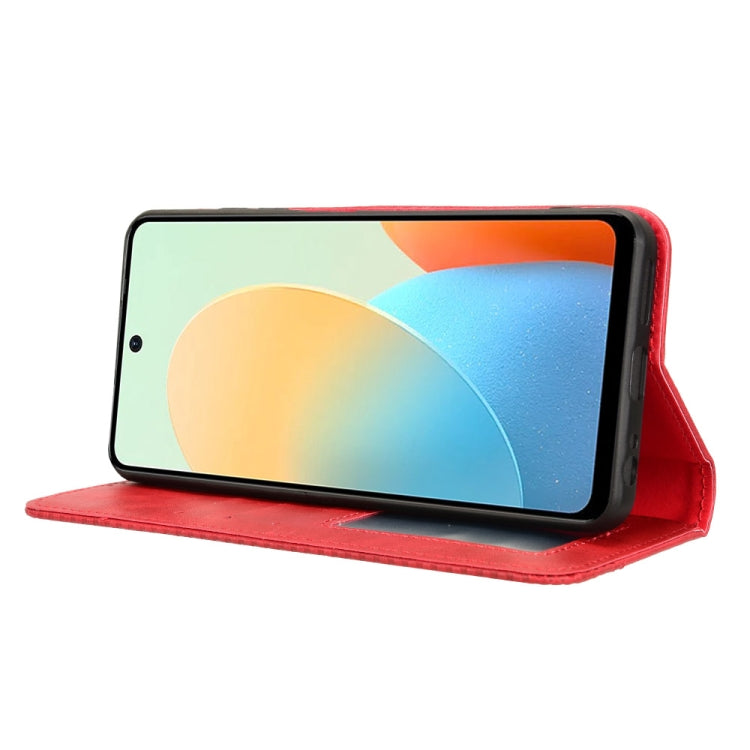 For Tecno Spark Go 2024 Magnetic Buckle Retro Texture Leather Phone Case(Red) - Tecno Cases by PMC Jewellery | Online Shopping South Africa | PMC Jewellery | Buy Now Pay Later Mobicred