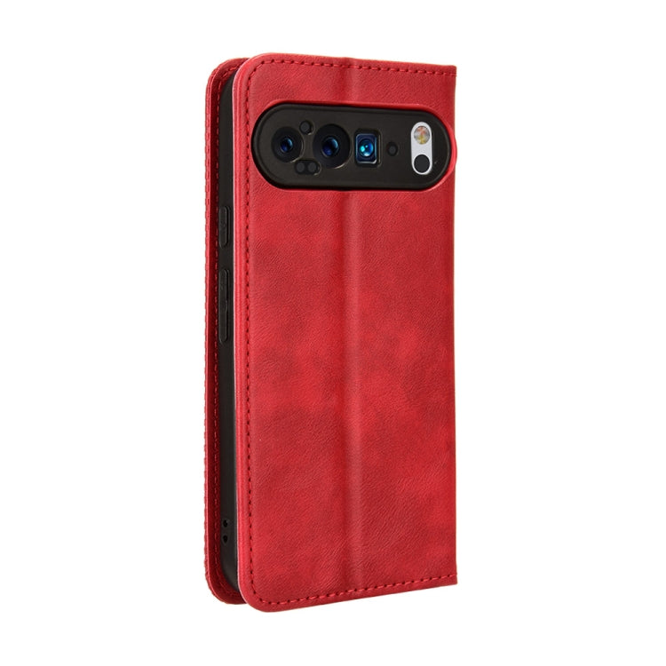 For Google Pixel 9 Pro Magnetic Buckle Retro Texture Leather Phone Case(Red) - Google Cases by PMC TechLife | Online Shopping South Africa | PMC TechLife | Buy Now Pay Later Mobicred
