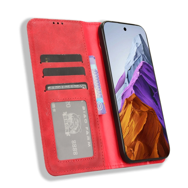 For Google Pixel 9 Pro Magnetic Buckle Retro Texture Leather Phone Case(Red) - Google Cases by PMC TechLife | Online Shopping South Africa | PMC TechLife | Buy Now Pay Later Mobicred
