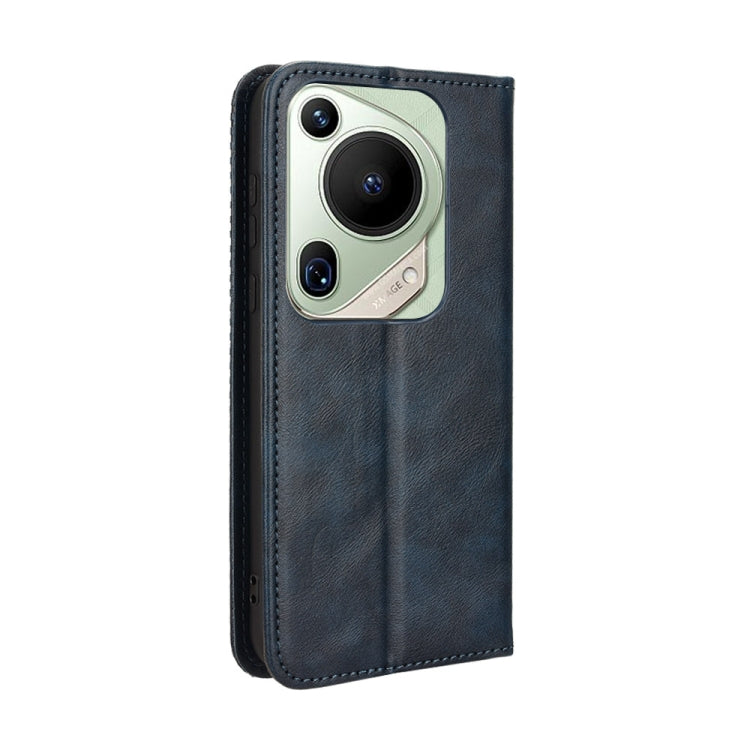 For Huawei Pura 70 Pro / 70 Pro+ Magnetic Buckle Retro Texture Leather Phone Case(Blue)