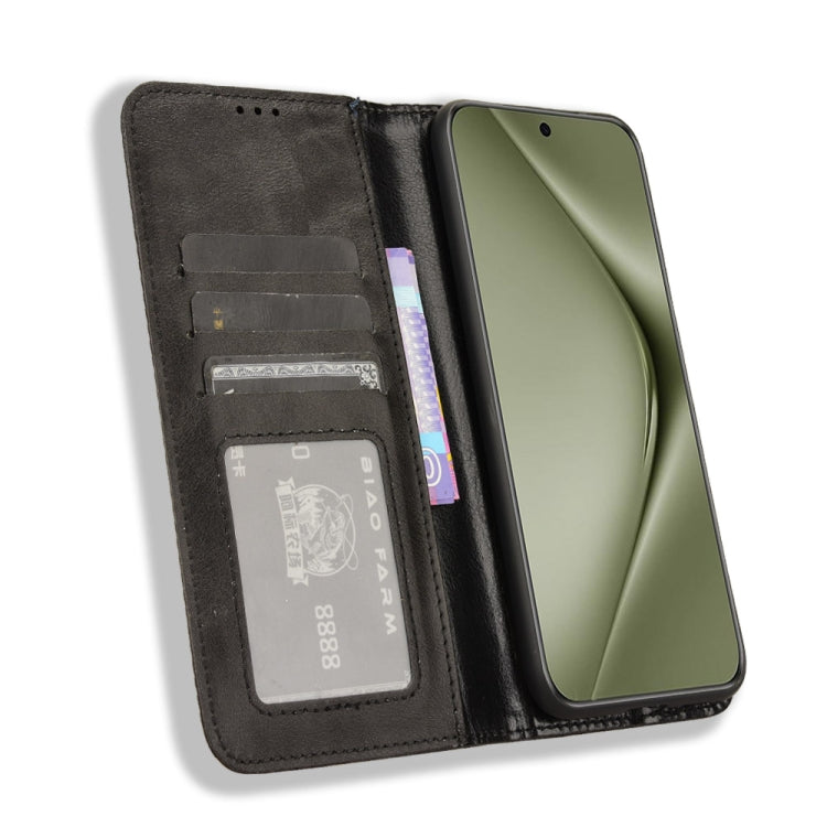 For Huawei Pura 70 Ultra Magnetic Buckle Retro Texture Leather Phone Case(Black) - Huawei Cases by PMC Jewellery | Online Shopping South Africa | PMC Jewellery | Buy Now Pay Later Mobicred