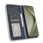 For Huawei Pura 70 Ultra Magnetic Buckle Retro Texture Leather Phone Case(Blue)