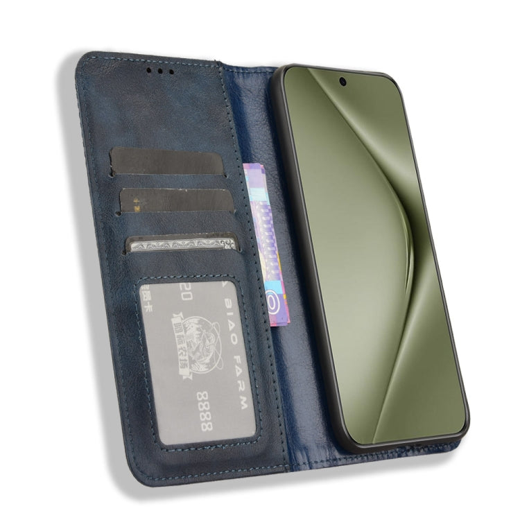 For Huawei Pura 70 Ultra Magnetic Buckle Retro Texture Leather Phone Case(Blue)