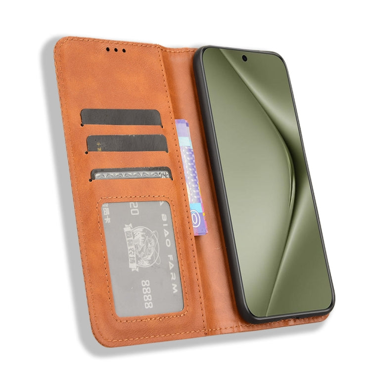 For Huawei Pura 70 Ultra Magnetic Buckle Retro Texture Leather Phone Case(Brown)