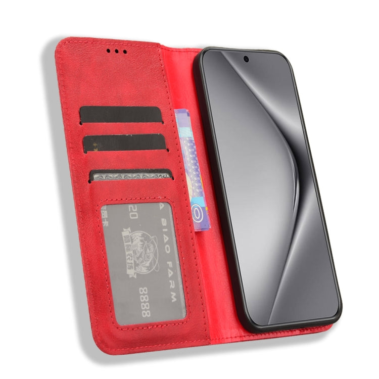 For Huawei Pura 70 Magnetic Buckle Retro Texture Leather Phone Case(Red) - free shipping - PMC Jewellery - Order now!