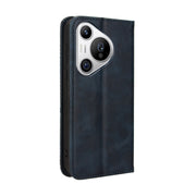 For Huawei Pura 70 Magnetic Buckle Retro Texture Leather Phone Case(Blue)