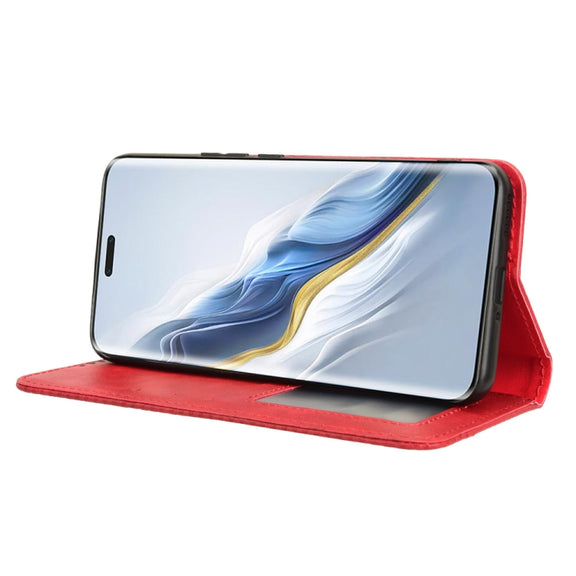 For Honor Magic6 Pro 5G Magnetic Buckle Retro Texture Leather Phone Case(Red)