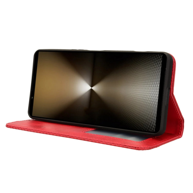 For Sony Xperia 1 VI 2024 Magnetic Buckle Retro Texture Leather Phone Case(Red) - Sony Cases by PMC Jewellery | Online Shopping South Africa | PMC Jewellery | Buy Now Pay Later Mobicred