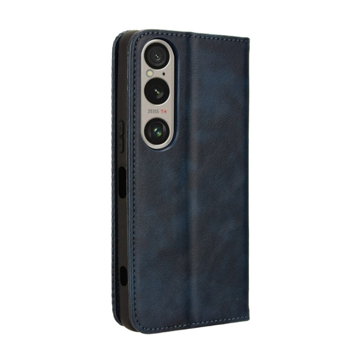 For Sony Xperia 1 VI 2024 Magnetic Buckle Retro Texture Leather Phone Case(Blue) - Sony Cases by PMC Jewellery | Online Shopping South Africa | PMC Jewellery | Buy Now Pay Later Mobicred