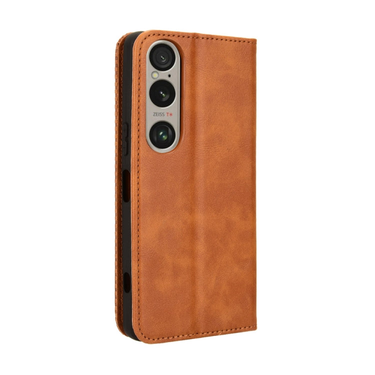 For Sony Xperia 1 VI 2024 Magnetic Buckle Retro Texture Leather Phone Case(Brown) - Sony Cases by PMC Jewellery | Online Shopping South Africa | PMC Jewellery | Buy Now Pay Later Mobicred