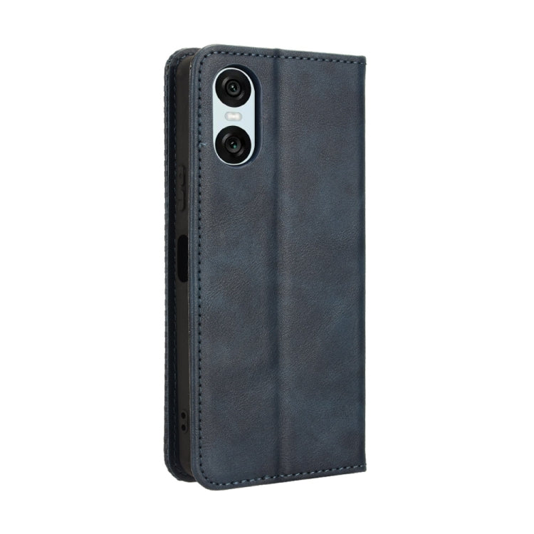 For Sony Xperia 10 VI 2024 Magnetic Buckle Retro Texture Leather Phone Case(Blue)