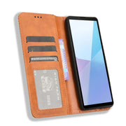 For Sony Xperia 10 VI 2024 Magnetic Buckle Retro Texture Leather Phone Case(Brown)