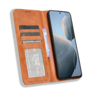For Xiaomi Redmi K70 / K70 Pro Magnetic Buckle Retro Texture Leather Phone Case(Brown)