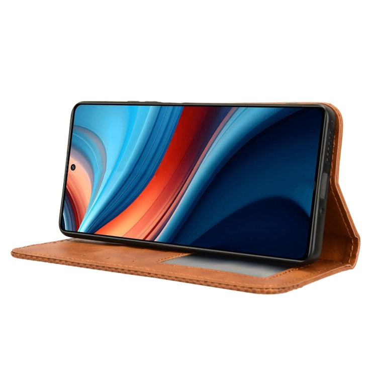 For Xiaomi Redmi Note 13R Pro 5G Magnetic Buckle Retro Texture Leather Phone Case(Brown) - Xiaomi Cases by PMC TechLife | Online Shopping South Africa | PMC TechLife | Buy Now Pay Later Mobicred