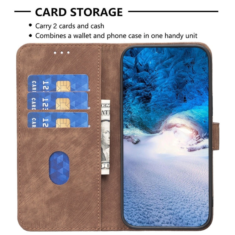 For Motorola Moto E13 4G Plaid Embossed Leather Phone Case(Brown) - Motorola Cases by PMC TechLife | Online Shopping South Africa | PMC TechLife | Buy Now Pay Later Mobicred