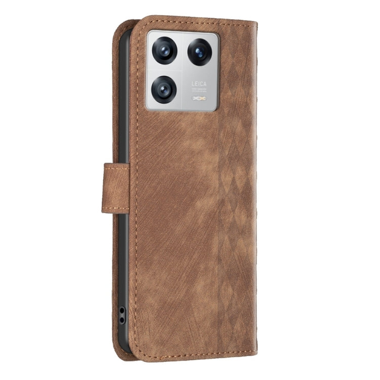 For Xiaomi 13 Plaid Embossed Leather Phone Case(Brown) - 13 Cases by PMC TechLife | Online Shopping South Africa | PMC TechLife | Buy Now Pay Later Mobicred