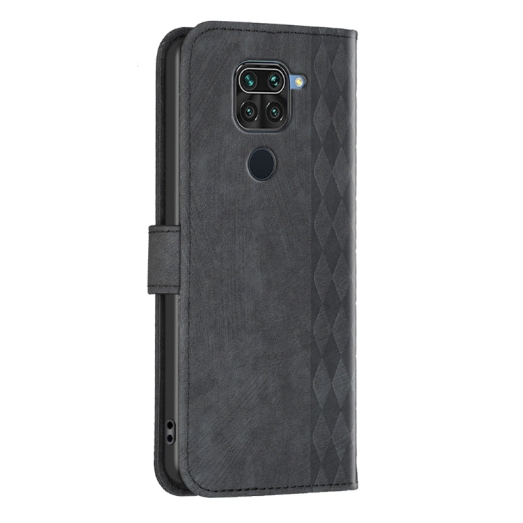 For Xiaomi Redmi Note 9 Plaid Embossed Leather Phone Case(Black) - Xiaomi Cases by PMC TechLife | Online Shopping South Africa | PMC TechLife | Buy Now Pay Later Mobicred