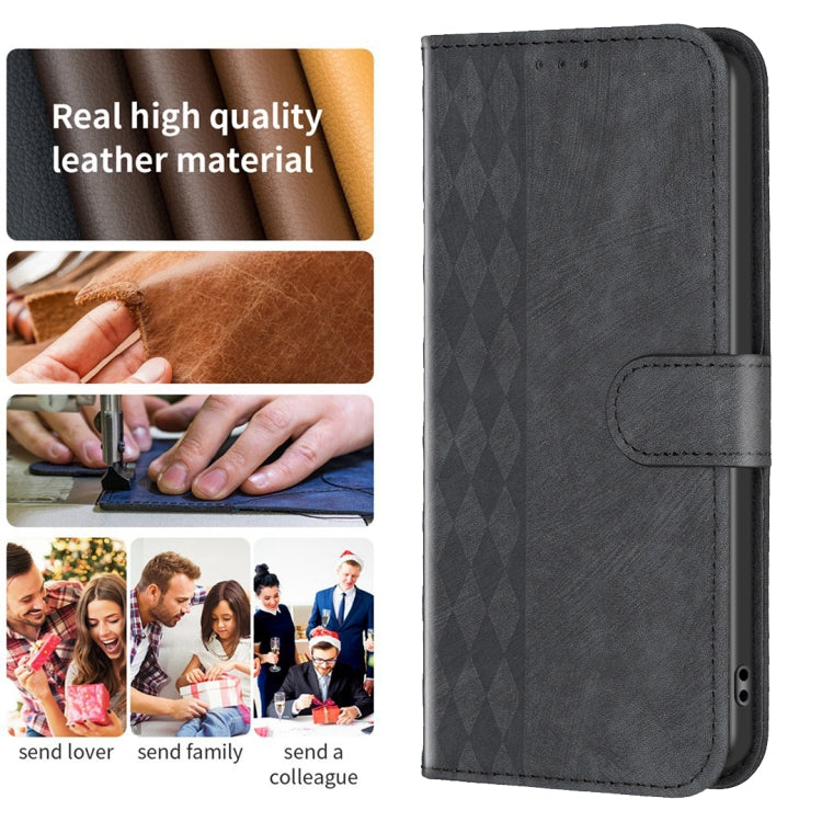 For Xiaomi Redmi 13C Plaid Embossed Leather Phone Case(Black) - 13C Cases by PMC TechLife | Online Shopping South Africa | PMC TechLife | Buy Now Pay Later Mobicred
