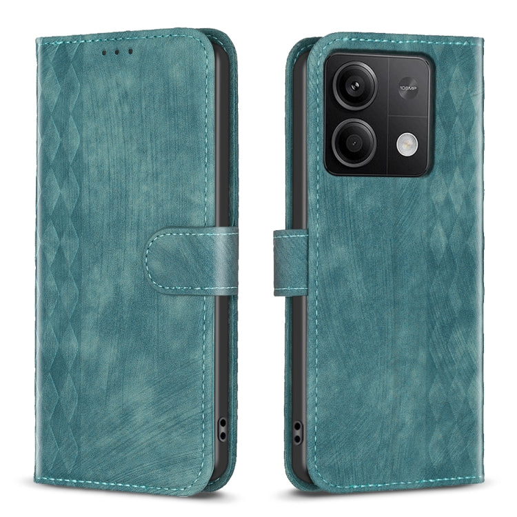For Xiaomi Redmi Note 13 4G Global Plaid Embossed Leather Phone Case(Green) - Note 13 Cases by PMC TechLife | Online Shopping South Africa | PMC TechLife | Buy Now Pay Later Mobicred