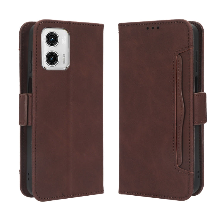 For Motorola Moto G 5G 2023 Skin Feel Calf Texture Card Slots Leather Phone Case(Brown) - Motorola Cases by PMC TechLife | Online Shopping South Africa | PMC TechLife | Buy Now Pay Later Mobicred